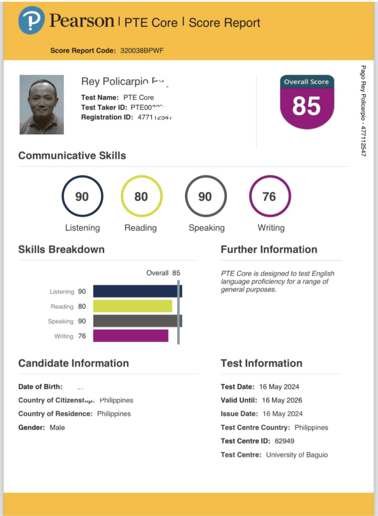 PTE Certificate 2026